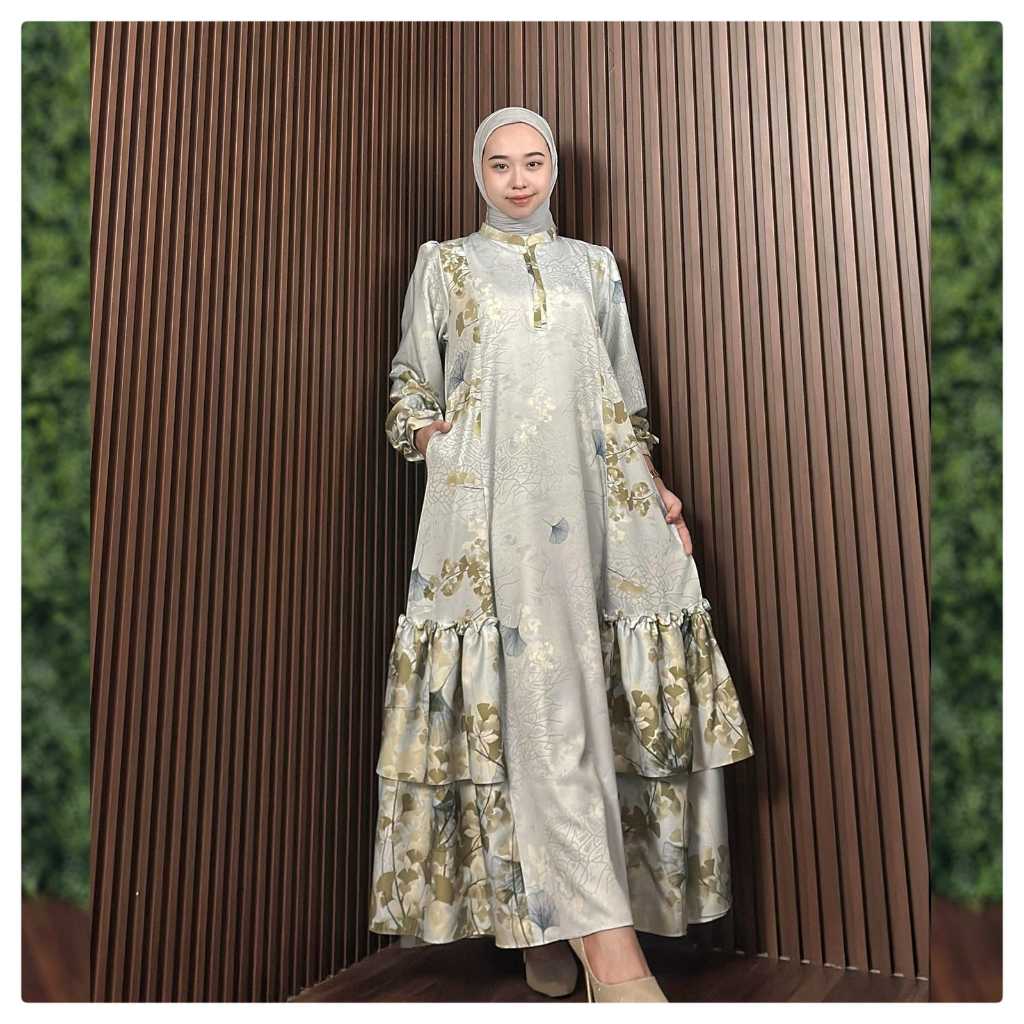 Larisa Dress-Lionel Richie Digital Printing Motif Busana Muslim Remaja Dewasa By Es-Ha Scarf