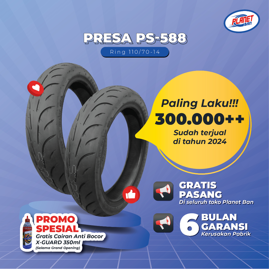 PLANET BAN Presa PS-588 - Ban Motor 110/70 Ring 14