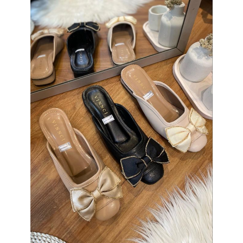 Cantika mules / sepatu pita import heels blink hak tahu tinggi 3 cm