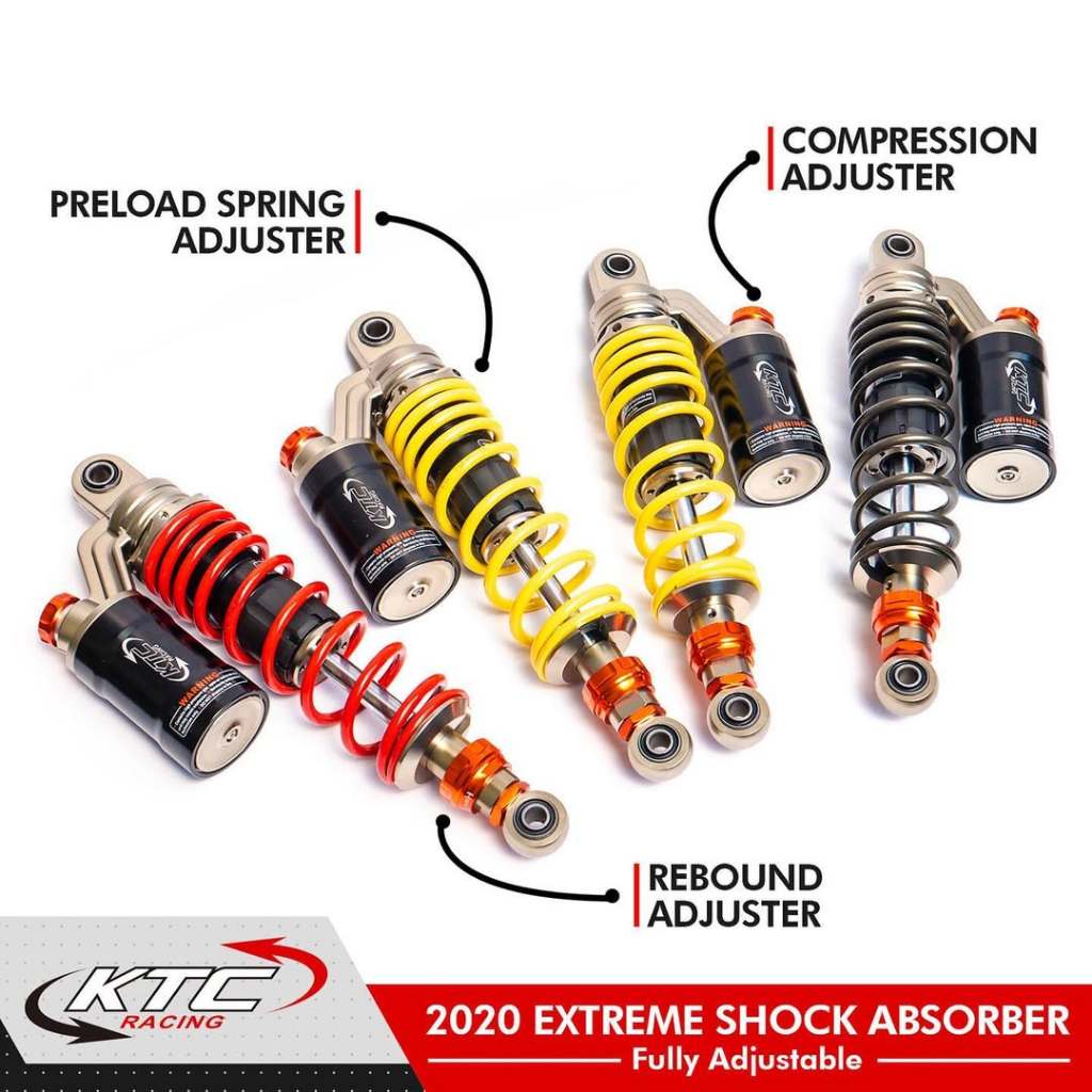 SHOCKBREAKER/SHOCK BELAKANG KTC ORIGINAL UK. 280MM,320MM,340MM UNTUK MOTOR BEBEK TABUNG/NON TABUNG