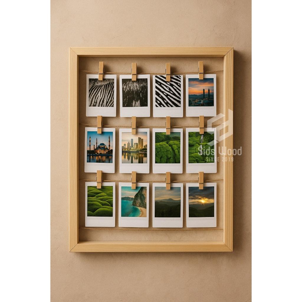 Wooden Photo Frame / Bingkai Foto Kayu Dekorasi Dinding Album Foto Kayu  Polaroid Gantungan Foto