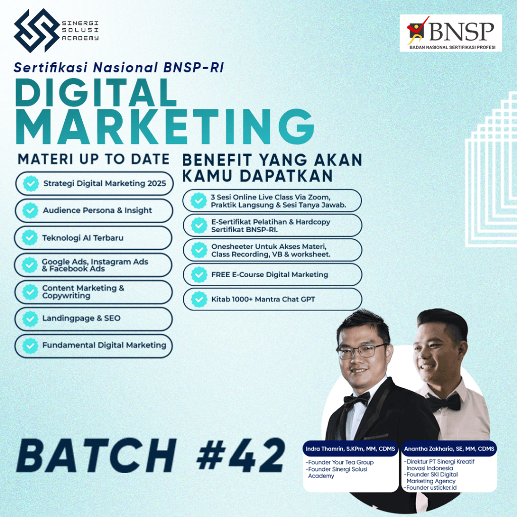PROMO PELATIHAN & SERTIFIKASI BNSP DIGITAL MARKETING