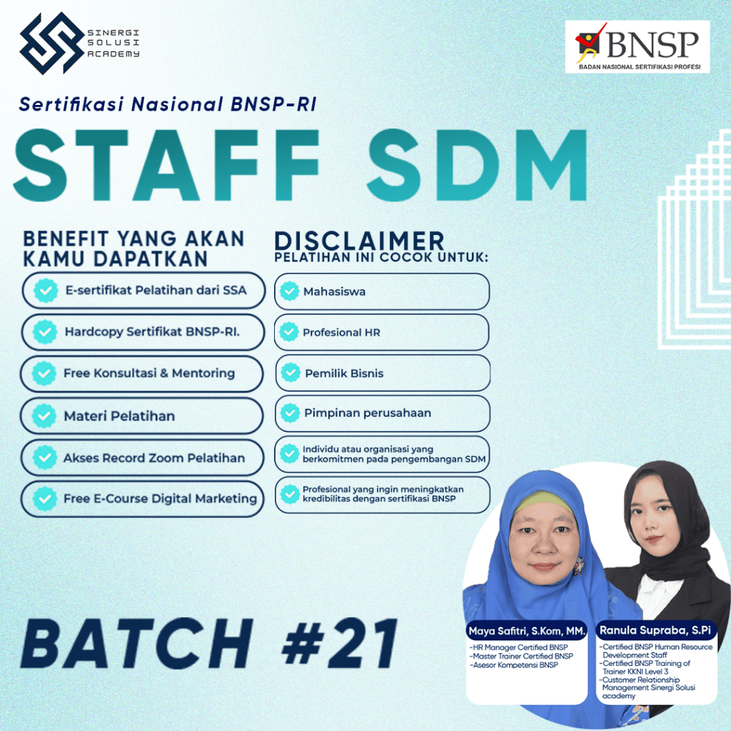 PROMO PELATIHAN & SERTIFIKASI BNSP STAFF SDM