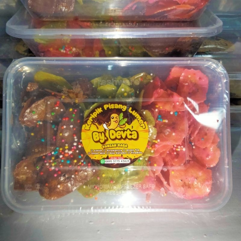 

Devta keripik pisang lumer 3 vrian rasa. 500ml