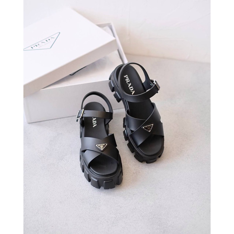 READY ON SALE   Prada Monolith Rubber Sandal in Black