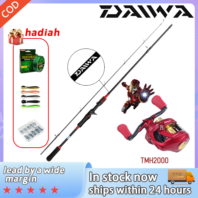 OK Set Alat Pancing Profesional Daiwa: Pancing Lengkap, Reel Teardrop 7.2.1, Kail, Tali Pancing,