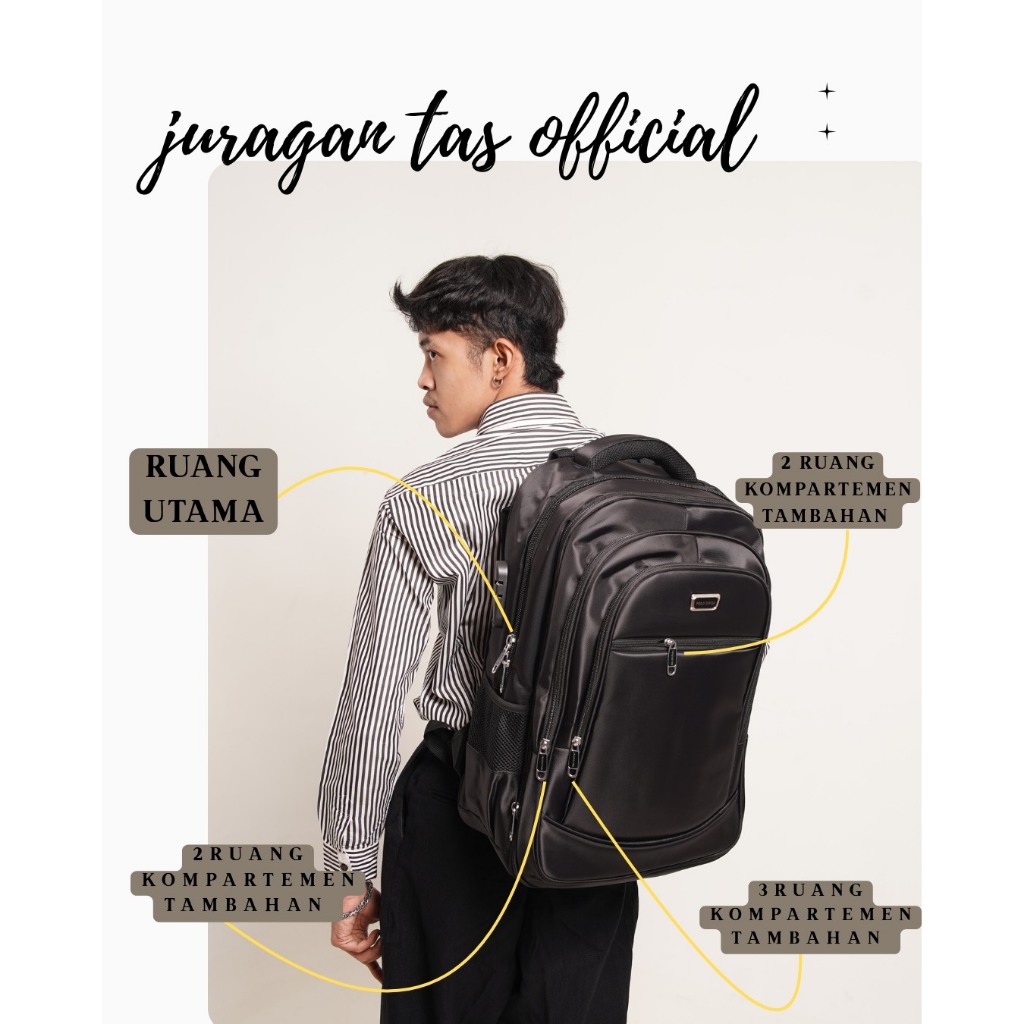 [JURAGAN TAS] TAS RANSEL 20 INCHI JUMBO BACKPACK POLO GIVES ORI TAS PRIA USB CHARGER + KUNCI SMARTLO
