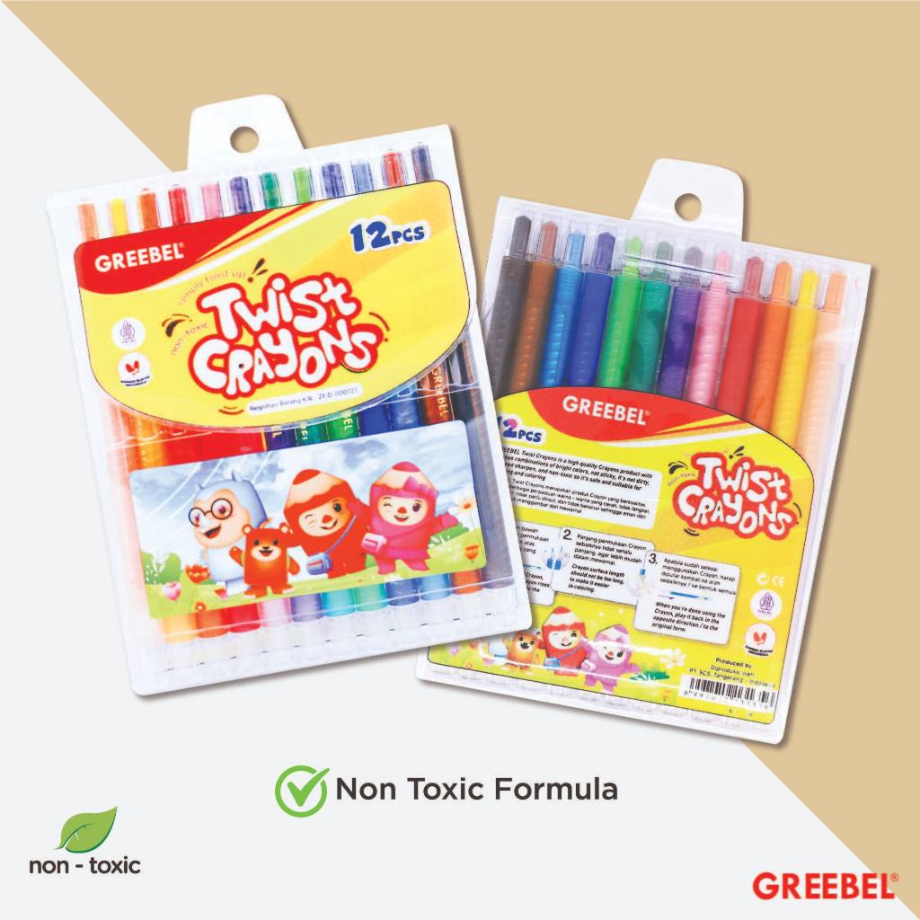 

GREEBEL Crayon Putar / Krayon Twist 12 Warna / Twist Crayon Greebel / Timur Agung Grosir RB9