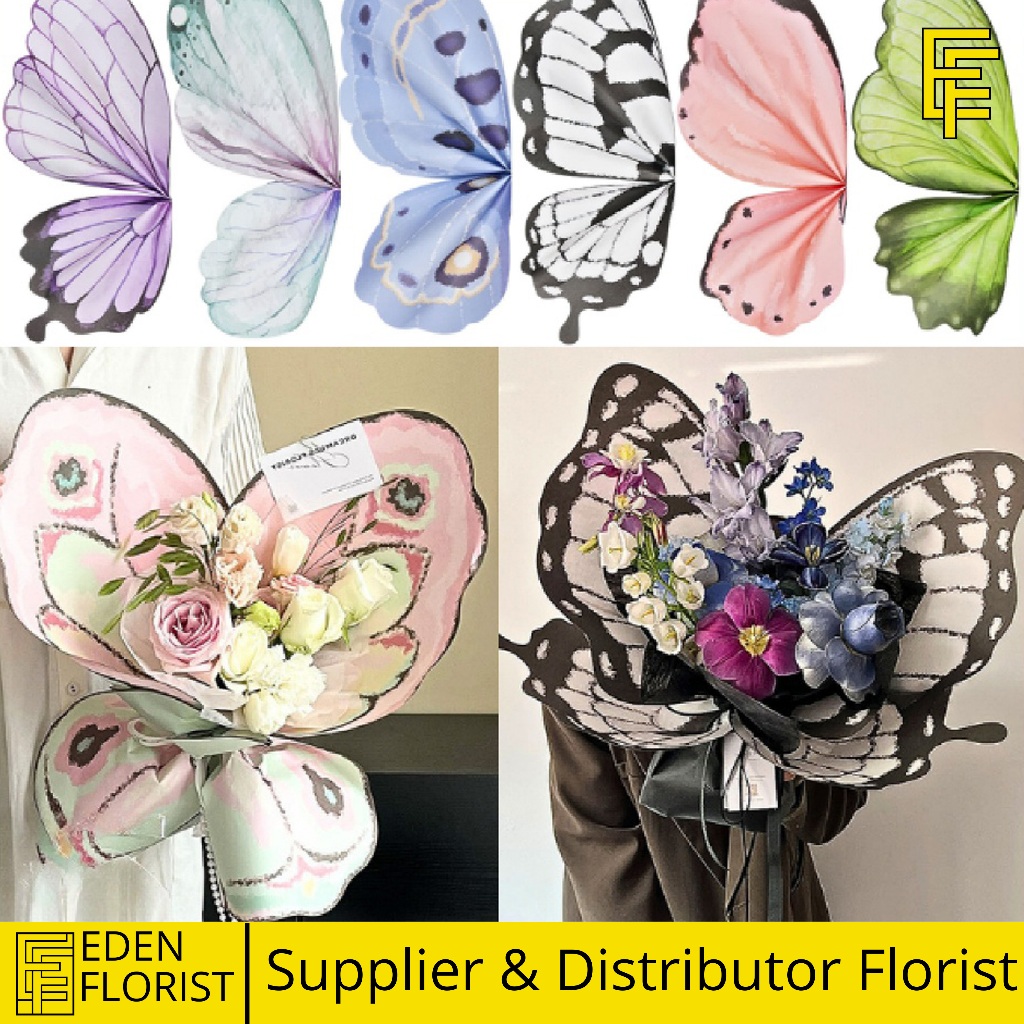 

10Set/20 Lembar Kertas Buket Butterfly Wings Sayap Kupu Kupu Flower Wrapping Cellophane KB56