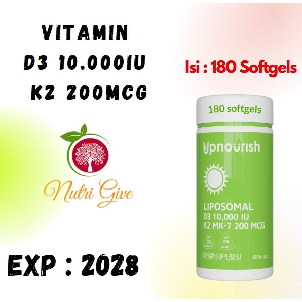 Upnourish Liposomal Vitamin D3 10.000 IU + K2 200 Mcg - 180 Softgels