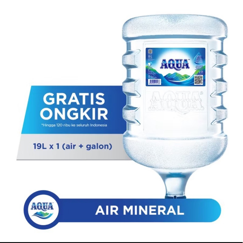 

1 AQUA GALON AIR MINERAL 19 LITER (AIR & GALON AQUA). AHS WISATA. AIR MINERAL PEGUNUNGAN. 100% BARU BERSEGEL BPOM RI SNI ORI AQUA