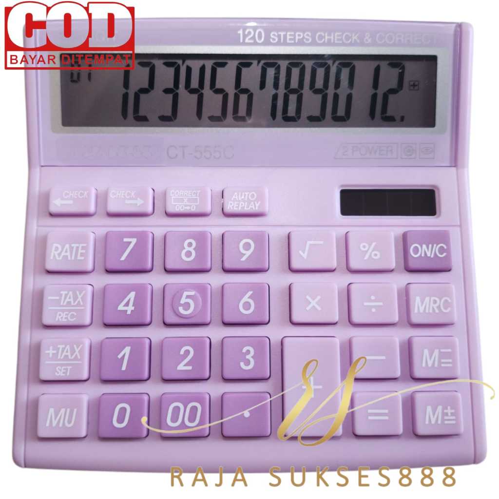 

Calculator CT 555 Warna Pastel Kalkulator 555N 555 N 12 DIT CHECK ULANG CHECK CORRECT