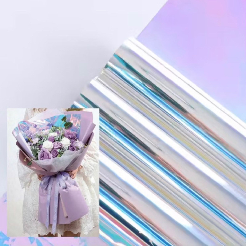 

KB019 Flower Wrapping Paper kertas buket Hologram Bouquet Bungaellophane Transparant