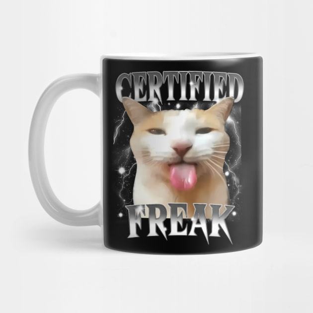 Certified Freak Eat Cement Funny Cursed Silly Cat Meme Coffee Mug