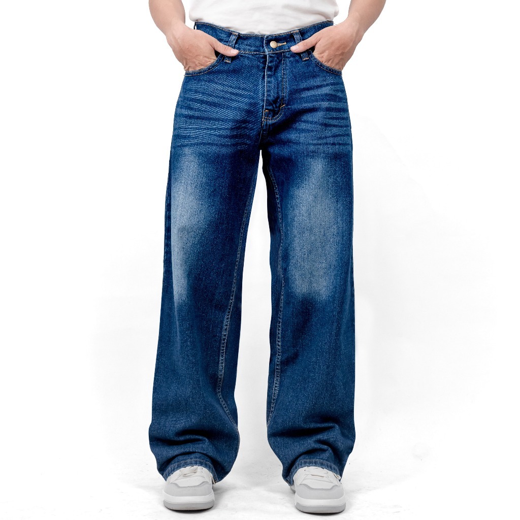 Celana jeans pria panjang Baggy jeans celana jeans pria loose celana jeans ovesize gombrong skena