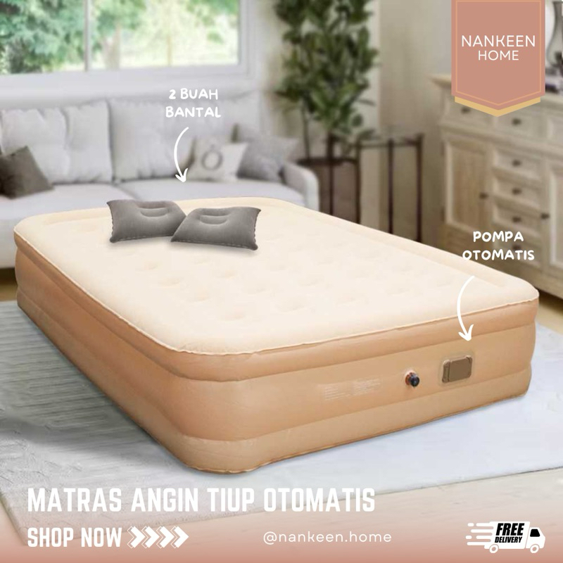 nankeen - Kasur Matras Angin Tiup Otomatis/Kasur Angin Otomatis Pompa Elektrik/Kasur Angin Camping