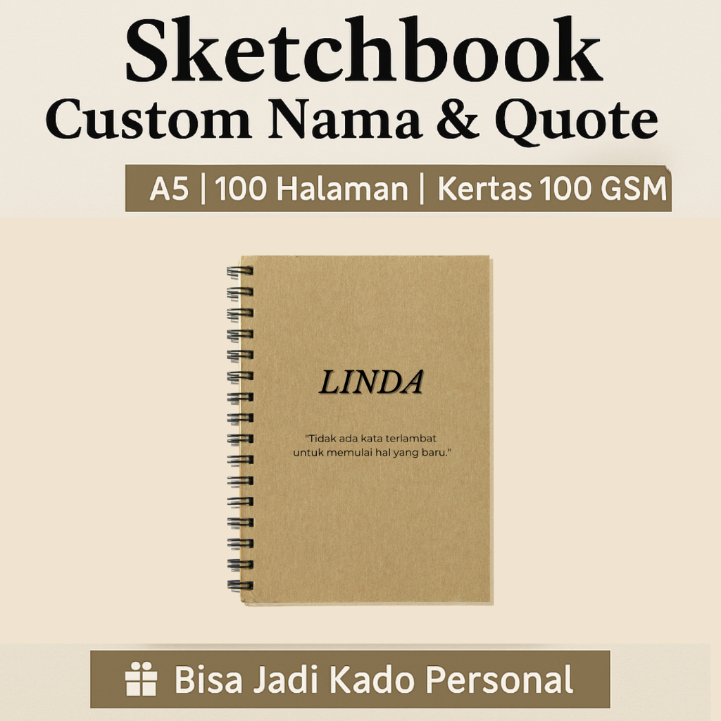 

Sketchbook Spiral Custom Nama | Buku Sketsa Aesthetic Personal | Buku Catatan Spiral Unik