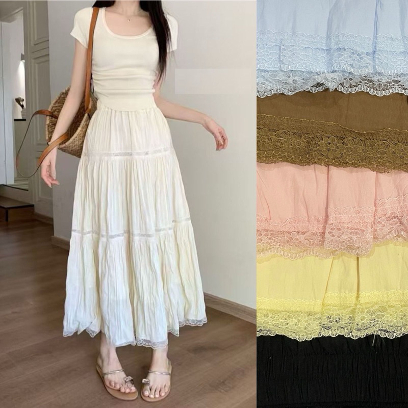 Rok Katun Bordir Aesthetic- Bawahan wanita aesthetic