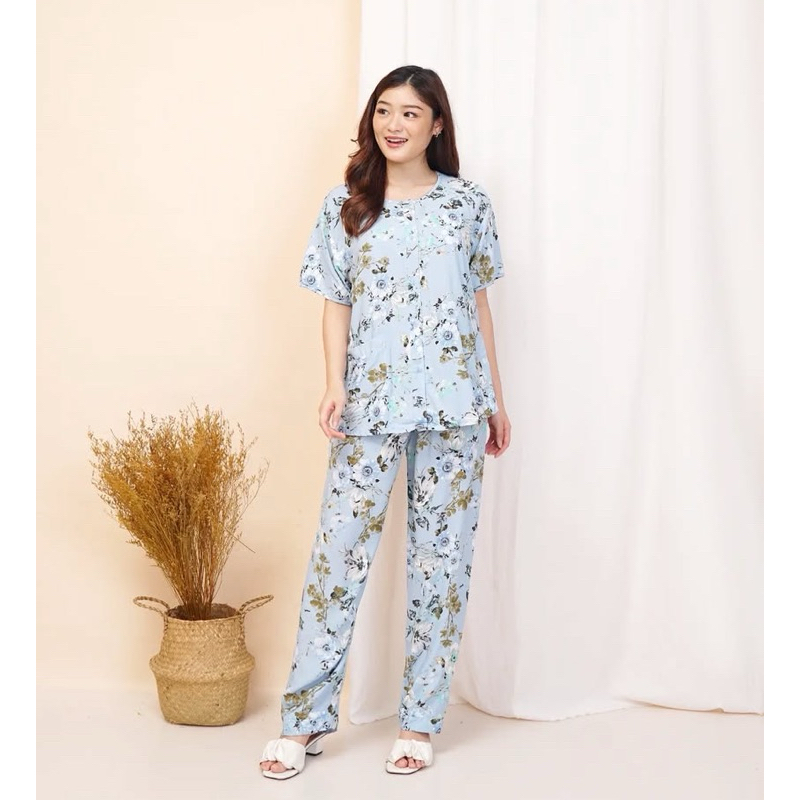 Motif Random Hoki Sheila CP Katun Rayon Full Kancing | Baju Tidur Hoki Sheila Lebel Orange