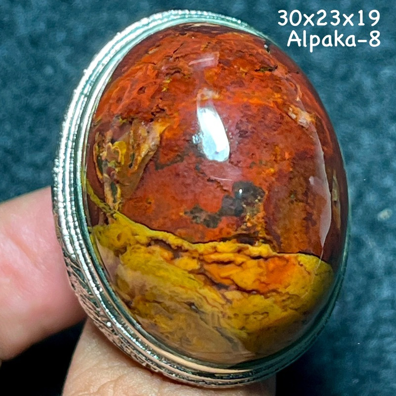 Cincin Batu Akik Natural Garut Merah Cabai Jenong (Asli Alam)