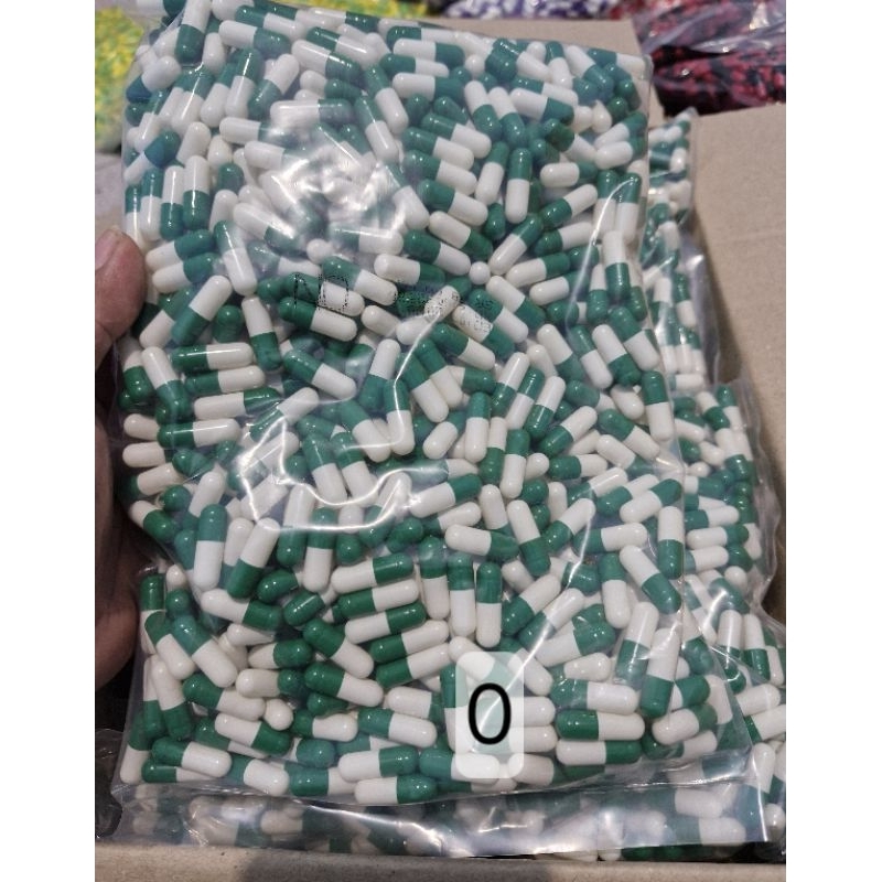cangkang kapsul No 0 / kapsul kapsul kosong ukuran 0 hijau putih