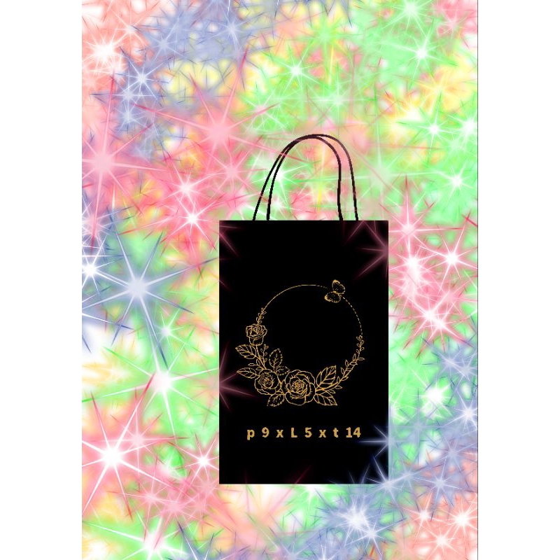 

paper bag hitam, tas parfum , 9 x 5 x 14 sablon