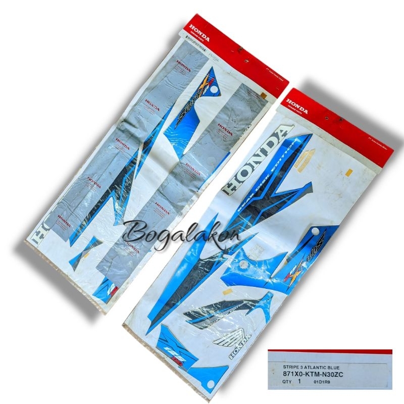 Striping stiker supra x 125 dd jari2 metalic biru original ahm