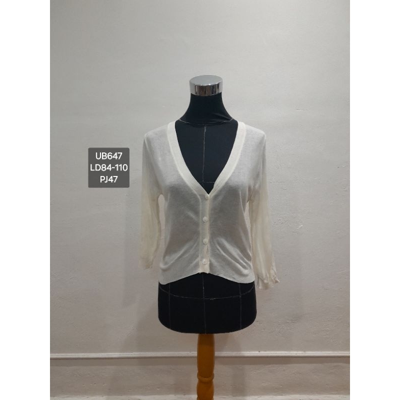 Preloved Outer Cardigan Wanita Crop Big Size Kaos Rajut Tipis Lengan Panjang IB647
