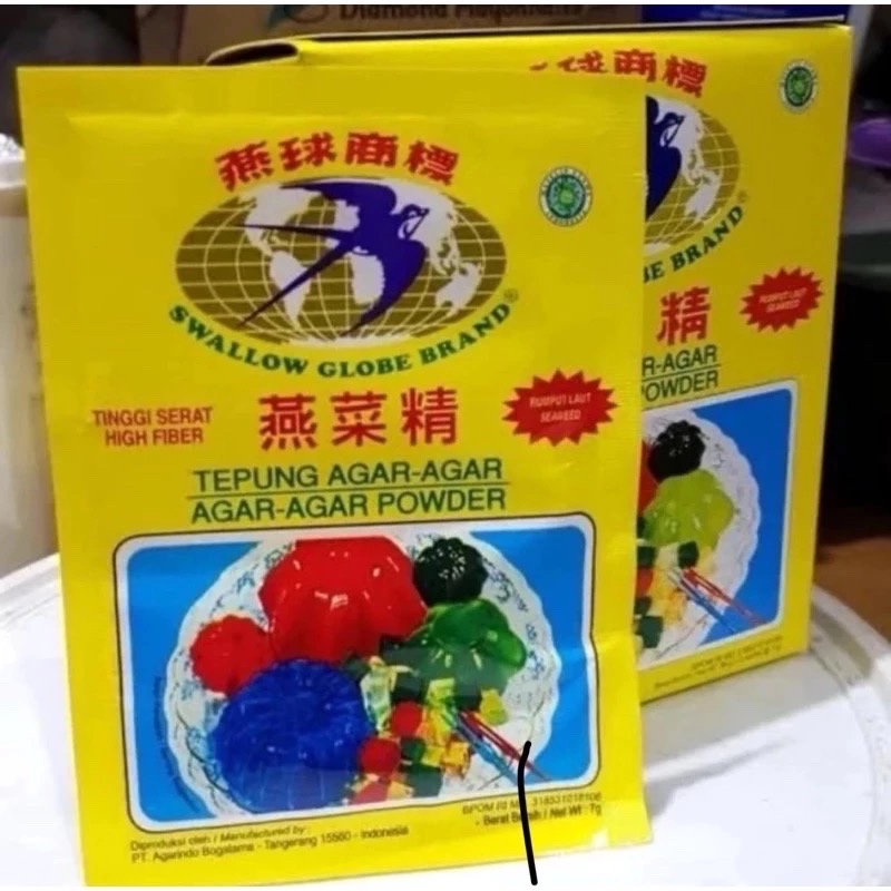 

KHUSUS INSTANT DAN SAMEDAY Agar Agar Swallow Globe 7 Gr 1 box @isi 12 sachet