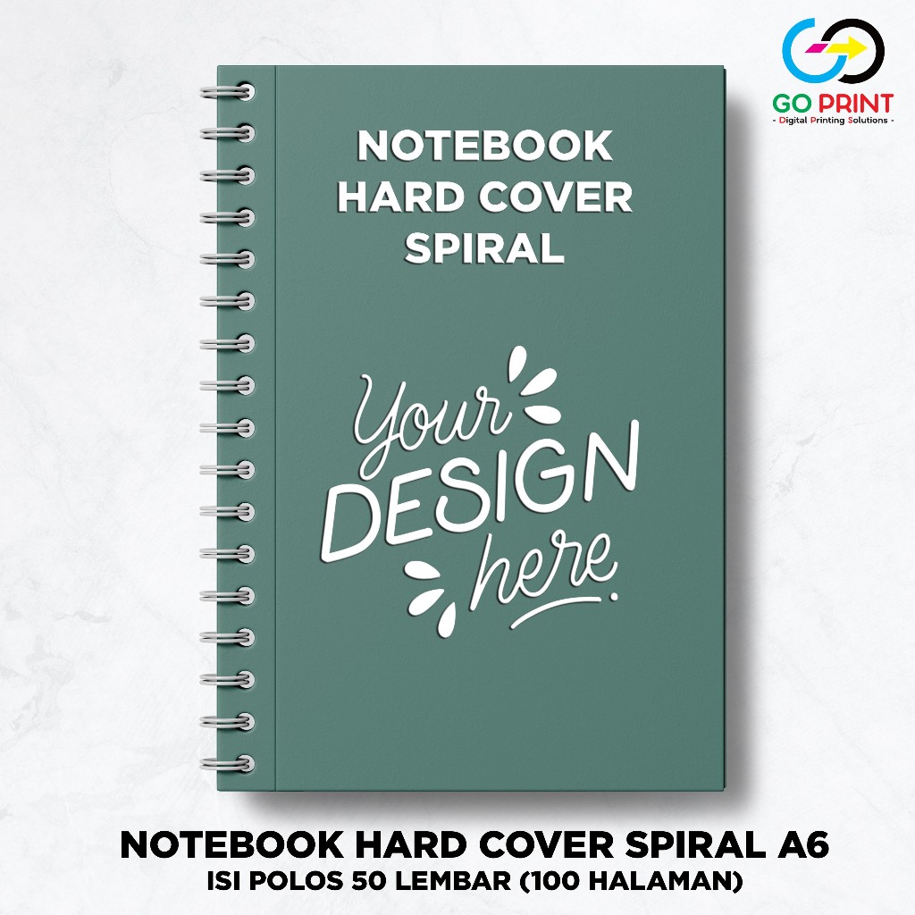 

Notebook Hardcover Custom A6 Spiral / Buku Catatan / Block Note Custom - Isi Polos 50 lbr (100 Halaman)