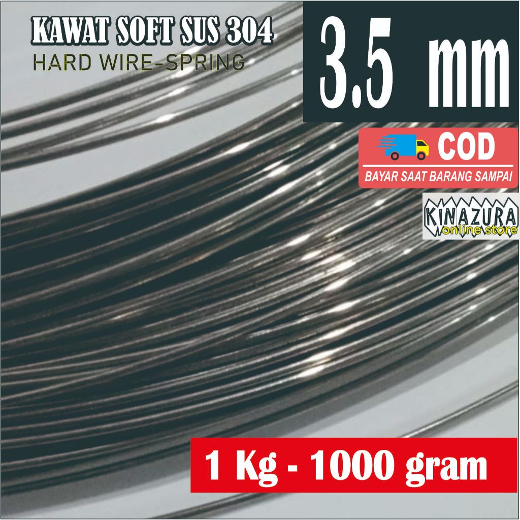 Kawat Stainless / Kawat Stenlis 304 Hard 3.5 mm 1 Kilogram 1000 Gram Kaku Spring