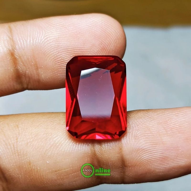 Batu permata merah siam kotak octagon
