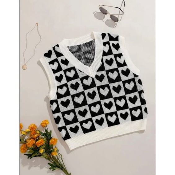 Muraaaahh Rompi Vest Love  Rompi Rajut Love  Rompi Crop Top  Rompi Rajut Wanita  Vest Rajut Love