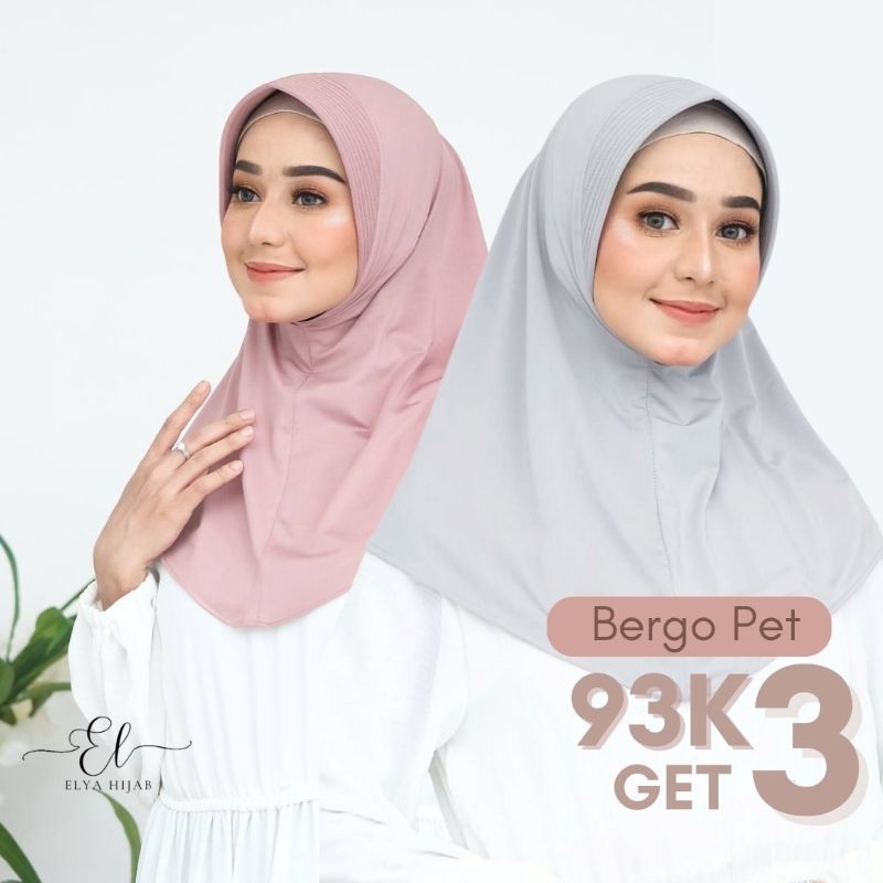 Hijab Bergo Pet Instant Bahan Spandex Lycra anti tembem | Bergo Sport | Haniya bergo pet instant spa