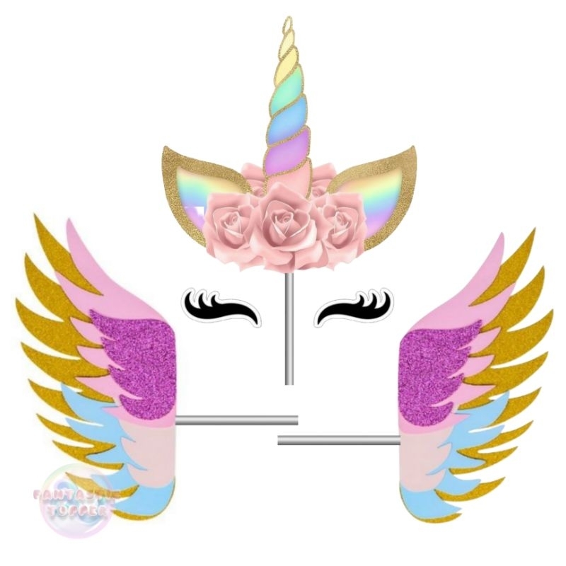 toper tanduk unicorn / toper sayap unicorn / hiasan kue ulang tahun