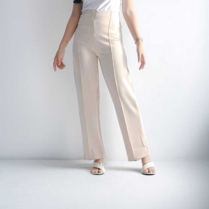 kulot scuba, TERBARU Kulot Scuba Celana Kulot Wanita Highwaist Kekinian Ala Korea Basic HW Pinggang 