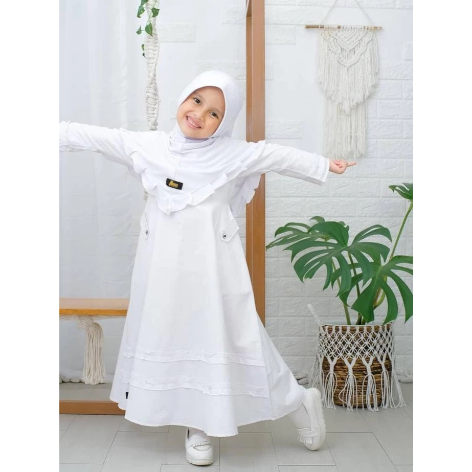 BEST SALE TERLARISGAMIS ANAK PEREMPUAN//GAMIS ANAK PUTIH POLOS REMPEL//GAMIS ANAK SEKOLAH