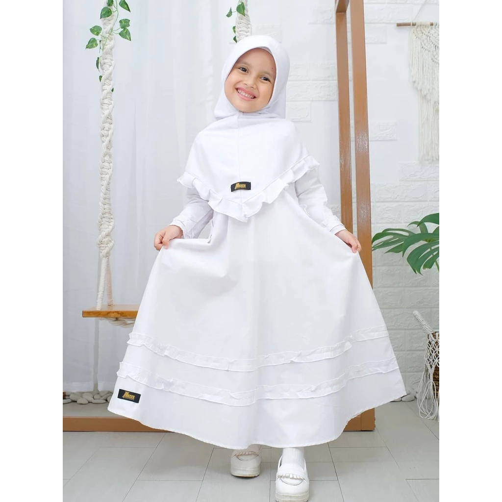 Gamis anak putih gamis manasik haji set kerudung baju muslim anak warna putih polos