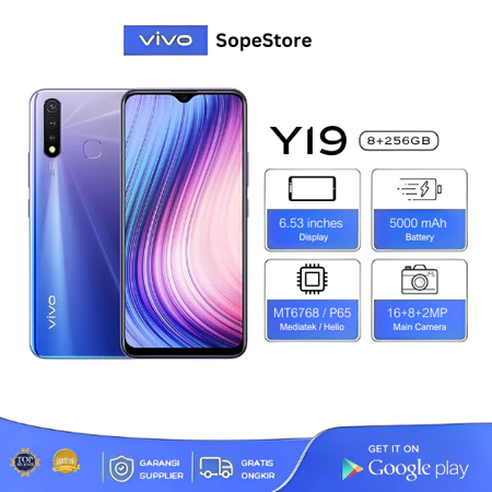 VIVO Y19 RAM 8GB /256GB Handphone Cuci Gudang Android/6.53 inch/5000mah/Kamera Depan 16MP