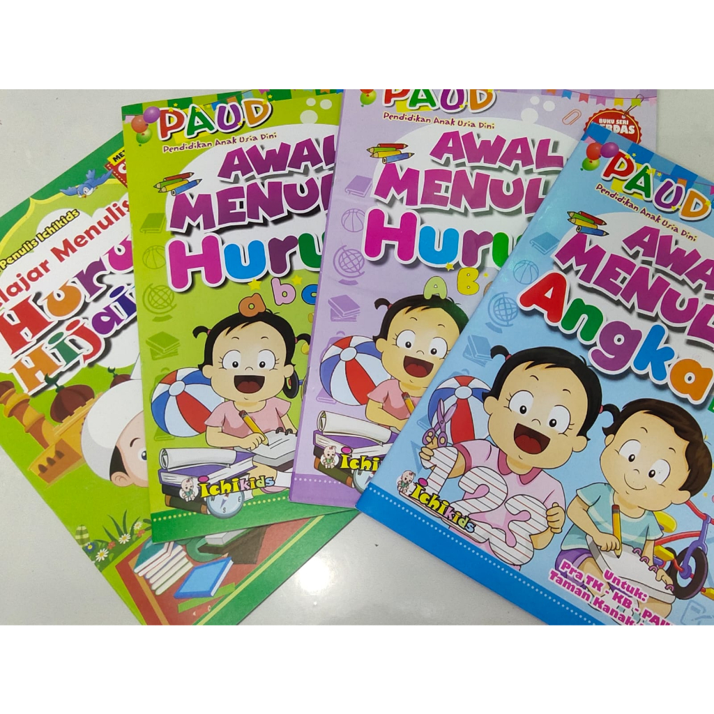 buku paud TK pintar menulis huruf & angka