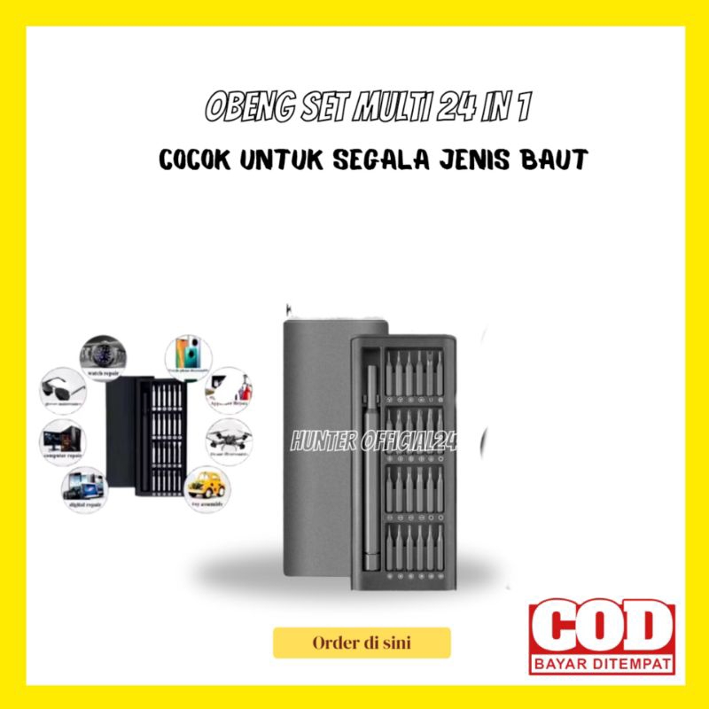1 set obeng magnet magnetic 24 in 1 obeng torx obeng panjang obeng plus obeng hp full set