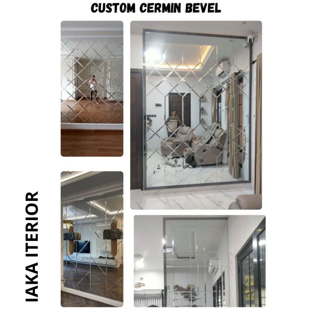 Custom Cermin Bevel Tebal Kaca Asli 5mm / Kaca Bevel Moulding 5mm