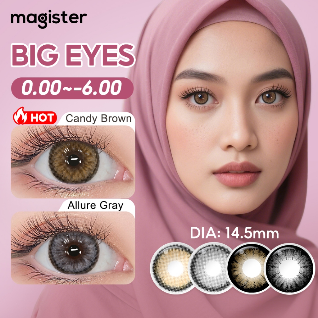 [0.00~-6.00] Magister Softlens Minus Diamond Soflen Minus Soflens 14.5mm Allure Gray Candy brown