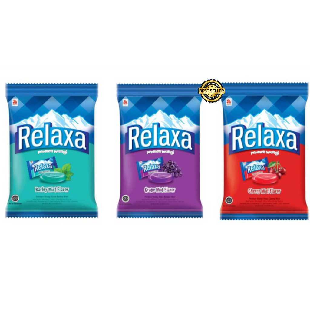 

PERMEN RELAXA ALL VARIANT 125g / Permen Relaxa Barley Mint, Cherry, Angguurr, Cuwi Isi 50 Butir 125gr