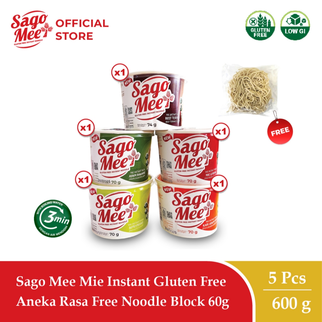 

Sago Mee Paket Mix Gluten Free Mie Instan Extra 1 Noodle Block 60g