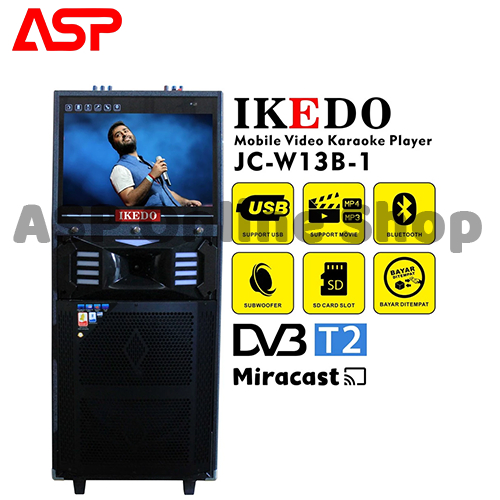 IKEDO JC-W13B-1 Speaker LED TV Video Karaoke Player 16 INCH 2 Mic Wireless Karaoke Bluetooth