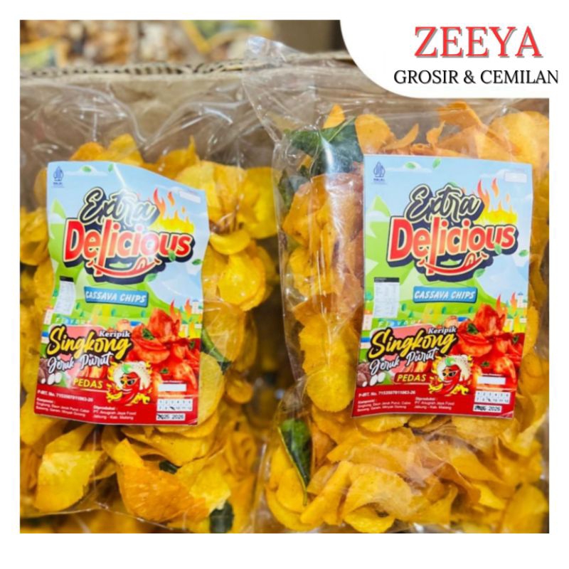 

Keripik singkong pedas Delicious 400 gr