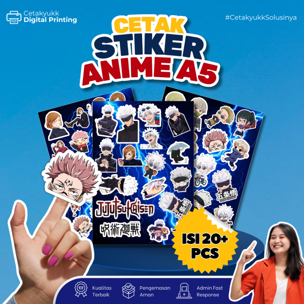 

Stiker Anime One Piece Jujutsu Kaisen Spy x Family Pokemon Vinyl Waterproof Sticker Laptop Thumbler Case Handphone Helm