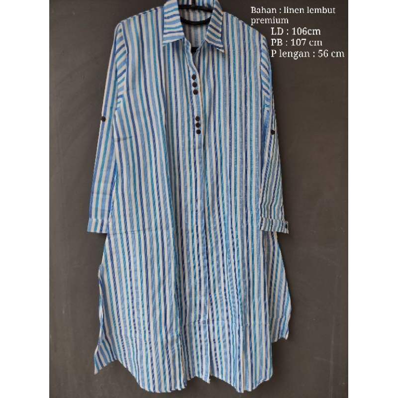 long tunik salur wanita/kemeja salur