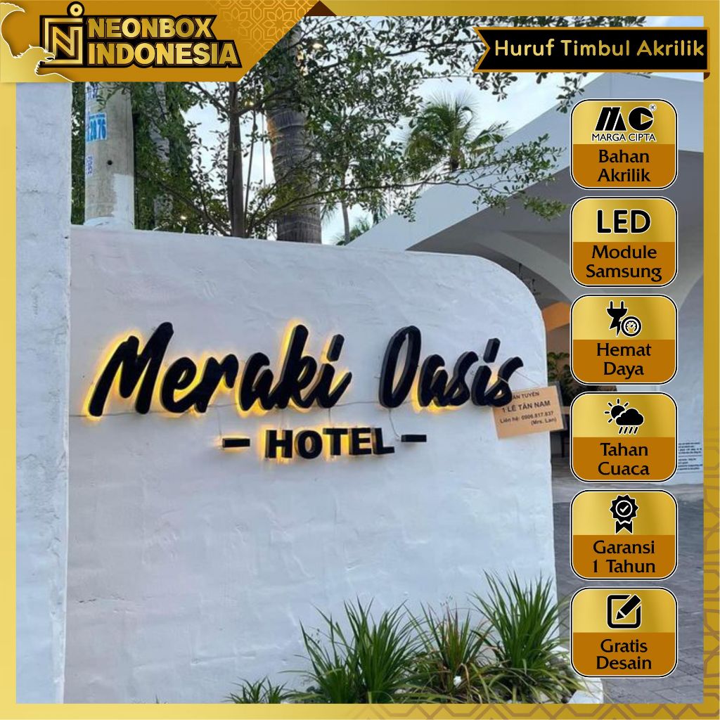Huruf Timbul Akrilik Led Lampu Nyala Otomatis Timer Huruf Timbul Outdoor Custom Untuk Dinding Paket 
